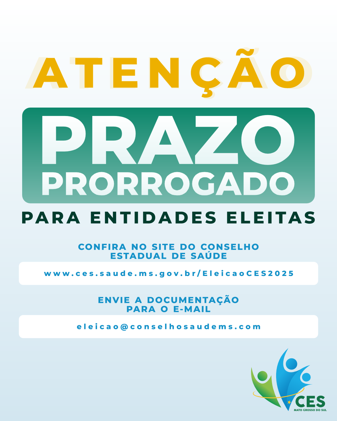 Comissão Eleitoral do CES/MS concede prazo para regularização documental de representantes indicados por entidades eleitas no Processo Eleitoral 2025–2028