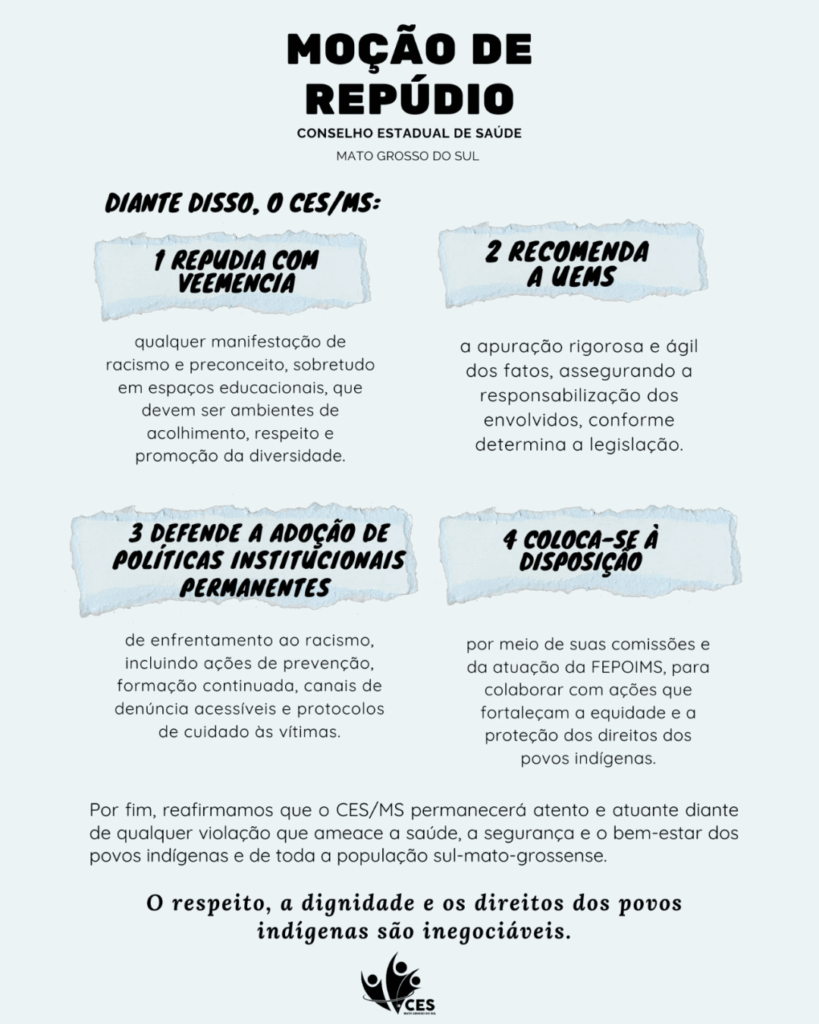 CES/MS manifesta solidariedade à estudante indígena vítima de injúria racial na UEMS